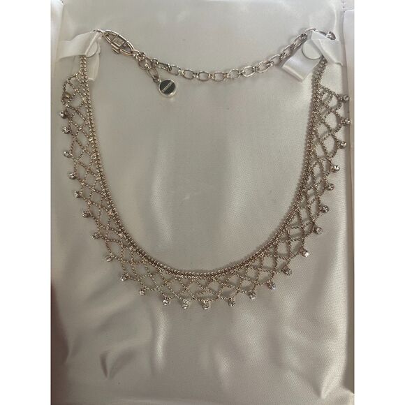 EUC Givenchy G Logo Mesh Rhinestone Choker Y2k 2000s Era Bridal Collar Silver - Picture 7 of 10
